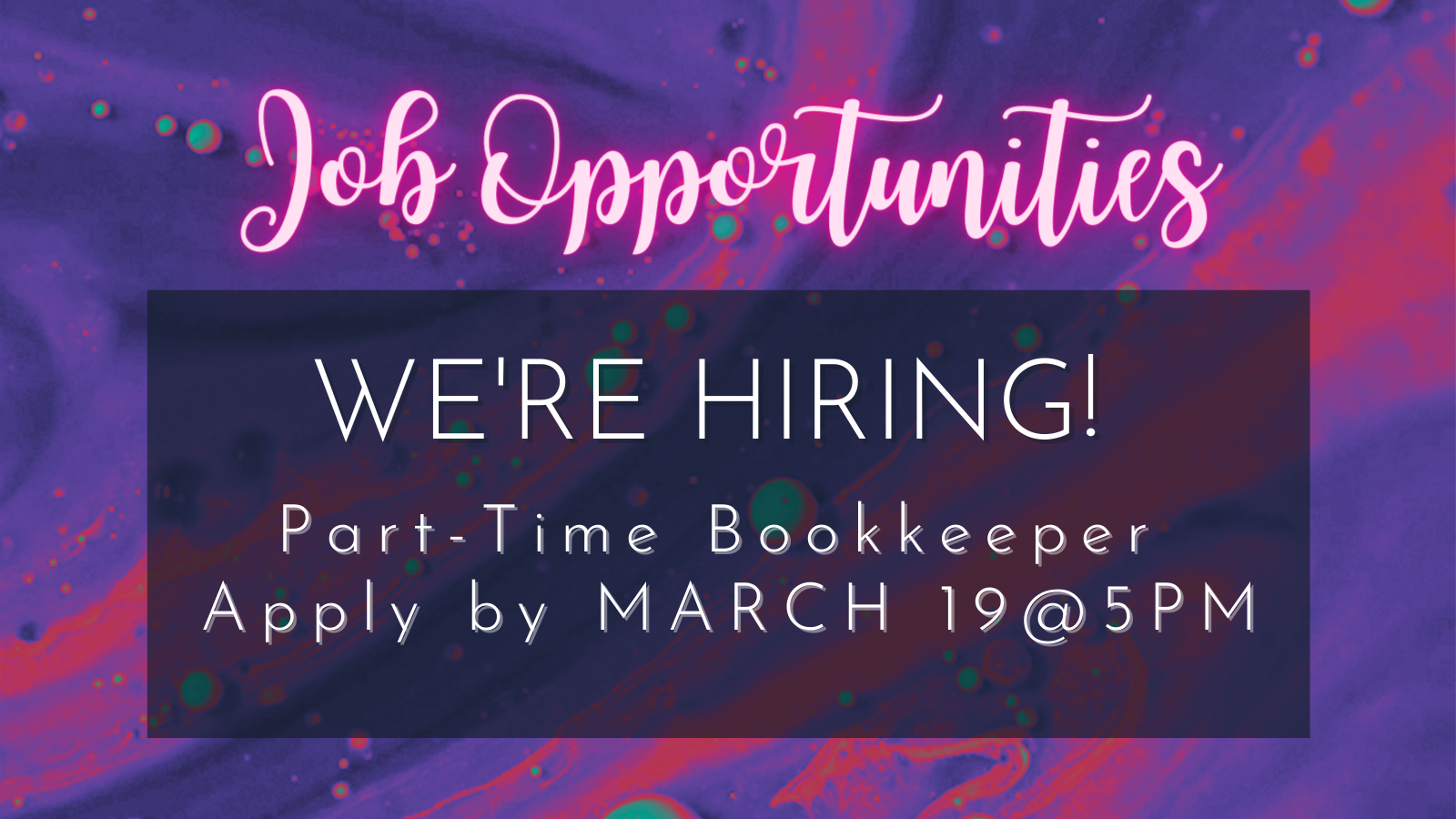 We’re Hiring: Part-Time Bookkeeper